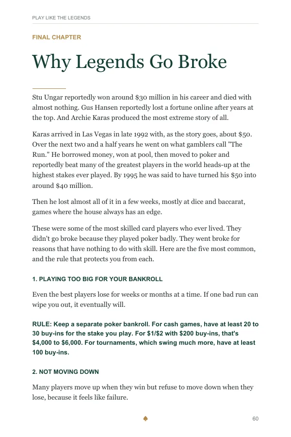 Final chapter page: Why Legends Go Broke