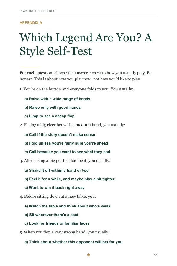 Appendix A: Which Legend Are You? style self-test